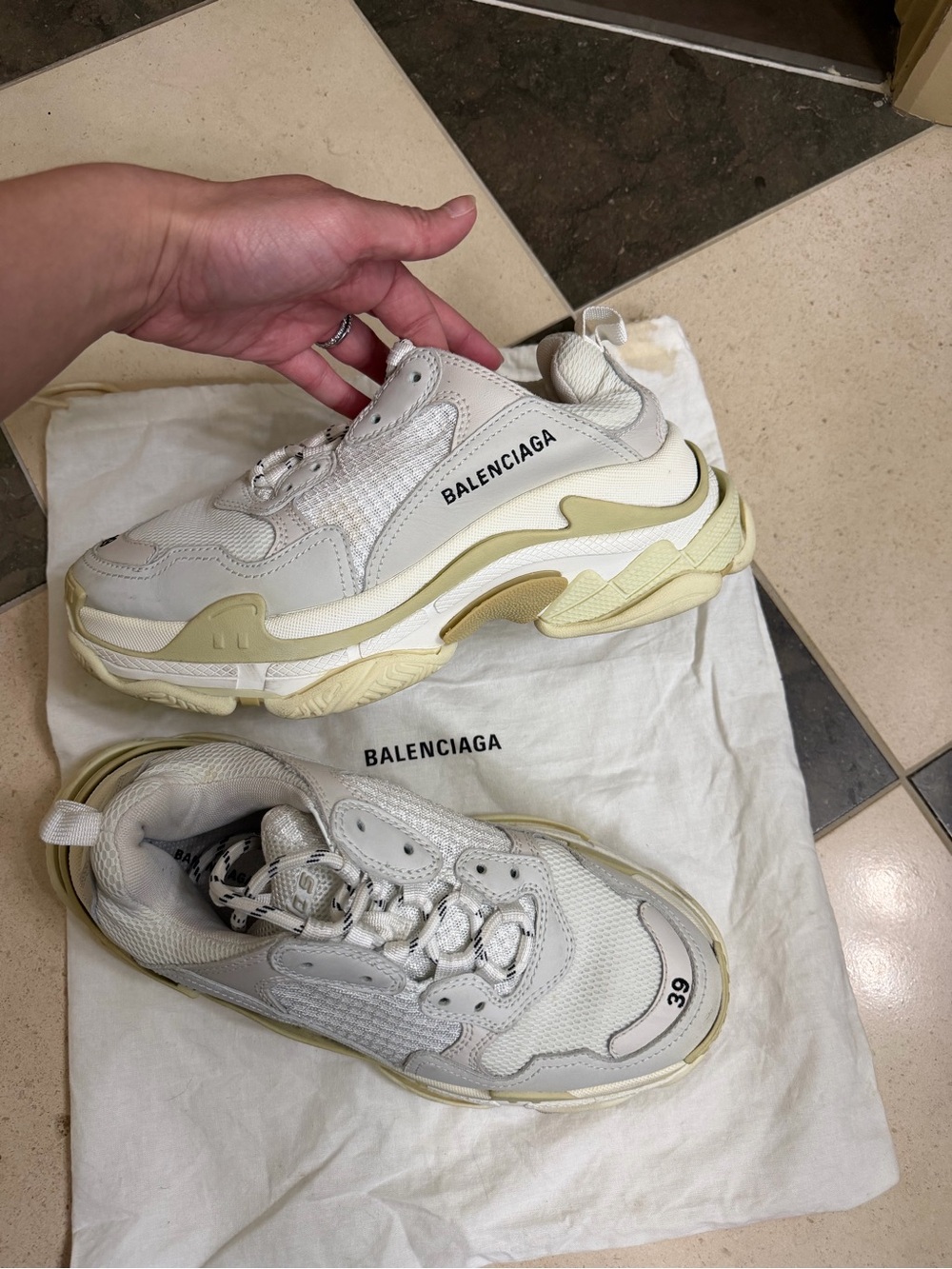 Authentic White Balenciaga Triple S Sneaker 39